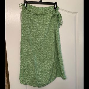 Green polka dot wrap skirt, size L